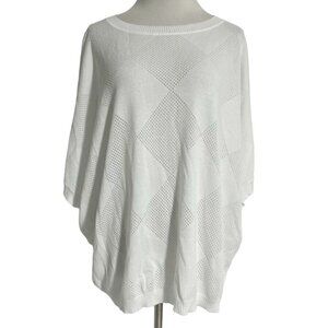PLANET Size OS Top Blouse Knit Bat Sleeve Shirt White Lauren Grossman Artsy Boho